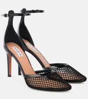 [Alaia] Alaïa Leather-trimmed mesh pumps AU 9 black