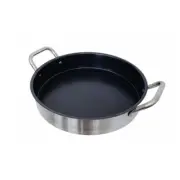Stainless Steel Round Flat Comal Griddle Pan Grill Tray Cook 16-1/2", Non-Stick