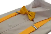 Boys Adjustable Warm Yellow 65Cm Suspenders & Matching Bow Tie Set