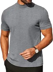 [COOFANDY] Mens Mock Turtleneck Casual Premium Cotton Short Sleeve Shirt 2025 Basic Half Neck T-Shirts