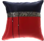 16x16 Inch (40x40 cm) Elephant Decorative Throw Pillow Case Cushion Cover for Sofa Couch Chair Bed Insert Not Included Zipper Black Red