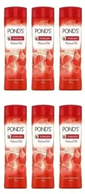 6 X POND'S STARLIGHT PERFUMED TALC POWDER ORCHID & JASMINE 100g