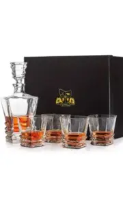 Whiskey Set Van Daemon Crystal 6 Piece With Decanter & Glasses Gift Boxed New