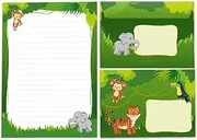 Writing Paper Set Letter Pad with Envelope for Girls Boys Kids Elephant Animals Letter Paper Pad Lined (A5 Pad with 25 Sheets + 15 Envelopes)