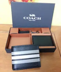 在飛比找Yahoo!奇摩拍賣優惠-（Outlet特惠）COACH 73629 新款男士條紋拼色