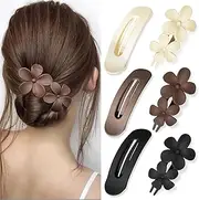 Flat Hair Clip Lay Down Flower Hair Claw Clip,6Pcs Lay Down Hair Claw Clip Flat Hair Clip,Flat Claw Clips Flower Hair Clips,French Flat Hair Clip Lay Flat Claw Clip Flower Flat Hair Clip for Girls