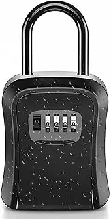 Key Lock Box, Wall Mount & Portable Large Capacity Key Storage Lockbox with 4 Digit Resettable Code, Detachable Shackle and Waterproof Design for Home, Warehouse, Garage, Indoor Outdoor
