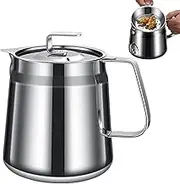 Grease Container with Strainer,Bacon Grease Can - Large Capacity Versatile Reusable Oil Filter Vessel with Fine Mesh Strainer for Home Kitchen Frying Cooking Outdoor Camping Use