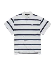 Balenciaga Striped Short-Sleeved Polo Shirt 1,4 Gray/Navy Blue