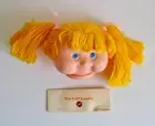 Vintage Zim's Plastic Girl Toy Doll Head Blond Yellow Hair Freckles Cheeks Part