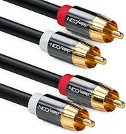 deleyCON 15 m RCA Cable Stereo Audio RCA Cable 2X RCA Male to 2X RCA Male HiFi System HiFi Receiver Home Cinema Blu-Ray Player Black