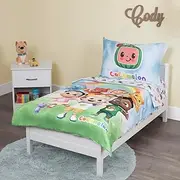 CoComelon 4-Piece Toddler Bedding Set, Cute as a Rainbow, Toddler Bed