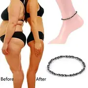 2Pcs Lose Weight Girl Women Men Charm Magnetic Black Stone Anklet Natural Black Obsidian Magnetic Therapy Anklet Slim Hematite Anklet