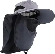 [BRIGHTFUFU] Climbing Breathable Sun Hat Cotton Men's Sun Hat Neck Summer Outdoor Cap Dark Grey