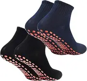[NATUCE] 2 Pairs Non-Slip Yoga Socks Stopper Socks ABS Socks for Adults Men Non-Slip Sports Socks, Black/navy, 4.5-7.5 US