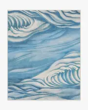 245' x 305' | Machine Washable Runner Rug | Kid & Pet Friendly | Indoor Rug | Waves Soft Blue Outdoor Rug by Gracie | Ruggable