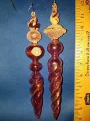 Icicle Ornament Set of 2 Frosted Glass Pink 13332 234
