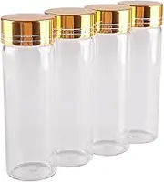 SYLALE 24 Pieces 45ml 30 * 90mm Glass Bottles with Golden Caps Transparent Glass Perfume Spice Bottles Glass Container