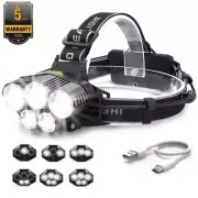 Super Bright Waterproof Head Torch Headlight LED USB Rechargeable Headlamp Fish