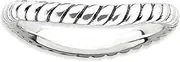 [JewelryWeb] 2.25mm 925 Sterling Silver Patterned Artisan Oxidized Stackable Polished Antiqued Wave Ring-Stackable-Ring for Women