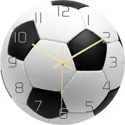 Round Wall Clock with Soccer Ball - Modern Living Room Decor - Gift for Football Player - 32 Cm - Farmhouse Decor for Living Room, Office, Housewarmin