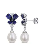 14K 8-8.5mm Freshwater Pearl Floral Earrings