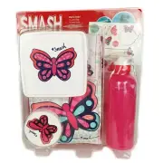 Smash Kids Lunch Bag Set Pink Butterfly Drink Bottle Bag Lunch Box Ice Pack
