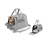 Pet Travel Bag with Hand Warmer Pocket Carrier for Dogs Cats Puppies-Grey