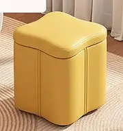 Footstools Ottomans Upholstered Footstool Storage Foot Stool Cube Ottoman Pouf Bench Seat Ottoman Tray Organizer Box Pouf Chest Shoe Bench Stool Seat(Yellow)