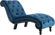 Velvet Chaise Lounge Blue - Luxurious Comfort for Living Room & Bedroom, Soft Modern Design, Space-Saving Solution for Home Decor