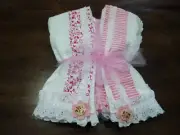 LAP THROW handmade w/Machine Linear Patchwork Fabric/Laces -Flannel lined NEW