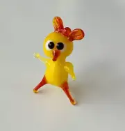 BABY CHICKEN Girl~Collectible Hand Blown Art Glass Figurine~Handmade Tiny Animal