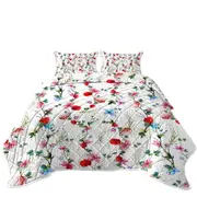 Multi Colored Flowers Pattern Coverlet