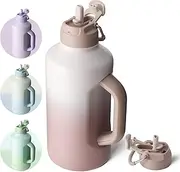 BOTTLE BOTTLE Insulated Water Bottle 64 oz with Straw and Dual-use Lid Stainless Steel Water Bottle with Handle Vacuum Stainless Steel Jug for Workout and Sports pink gradient