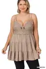 Plus Size Crochet Lace Cami Tunic Ash Mocha 1XL
