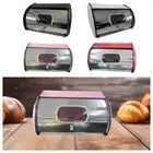 Metal Bread Box Bread Bin with Roll Lid Bread Holder