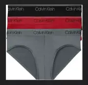 Calvin Klein Mens 3 Pack X-Large Microfiber Stretch Hip Briefs - Black Gray Red