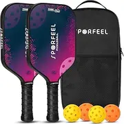 Pickleball Paddles Set of 2, USAPA Approved Fiberglass Pickleball Paddle Sets, 2 Pickleball Rackets with 4 Balls and 1 Bag, Pickleball Set for Men Women Beginners, Suitable Outdoor Indoor (Rose Red)