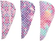 BATHVEVE 3Pcs Hair Drying Cap Colorful Microfiber Hair Drying Towel for Fast Absorption Quick Drying Suitable for All Hair for Home Use Present Giving