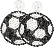 minkissy 1 Pair Boho Earrings Ear Rings Soccer Balls Sports Ball Earring Woven Earrings Dangle Earrings Braid Earrings Pendant Earrings Handmade Earrings Bead Earrings Miss Football Fabric