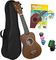 [CASCHA] HH 3956 GB Soprano Bundle Starter Set with Bag, 3 Picks, Ukulele Method, Tuner