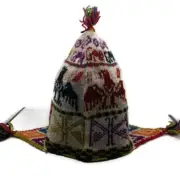 Peruvian Chullo Woven in Alpaca Wool Condor Inca Design