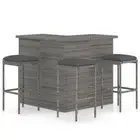 Rattan Bar Set Outdoor Pub Table And Stools With Cushion Garden Furniture 4 Pcs