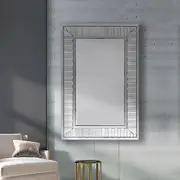 TOOLKISS Wall Mirror – Rectangular Shape MDF Silver Mirror with Clear Image, Contemporary Bathroom Mirror for Elegant Home Decor (90x60cm)