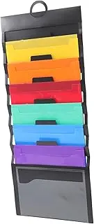 HONMEET Rainbow Accordion Bag Office Wall Organizer Door Hanging Document Bags Bins Hanging Storage Pockets Wall Mounted File Folders Boxes Foldable Magazine Display Rack Plastic Black