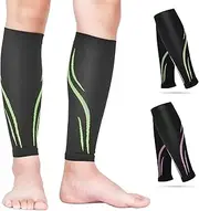 [Jileson] 2 Pairs Calf Compression Sleeves for Women Men Footless Support Socks Open Toe Stockings for Pain Relief Shin Splint Brace Edema Varicose Veins Running Sport Flying Travel Diabetic Pregnancy Nursing