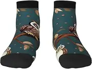 [JEJEA] Owls on Tree Branches print Men's Athletic Cushioned Crew Socks Crew Training Athletic Socks Men and Women for Sports