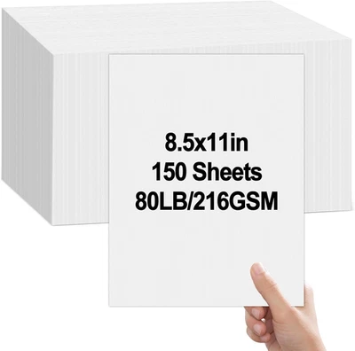 150 Sheets Linen Cardstock Paper 8.5 X 11 Linen Textured Cardstock White Invitat