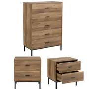 Cosmoliving Bronx Chest of 5 Drawers And 2 Bedside Tables Bundle