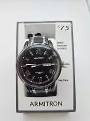 Armitron Mens Dual Tone Black/Steel Day Date Adjustable Link Watch 20/4935BKTB